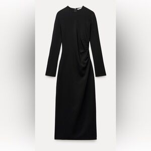 Zara Side Ruched Elegant Black Dress